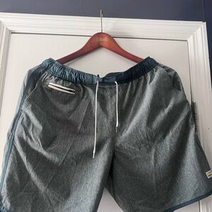 Vuori Heather Gray Shorts with Logo Patch